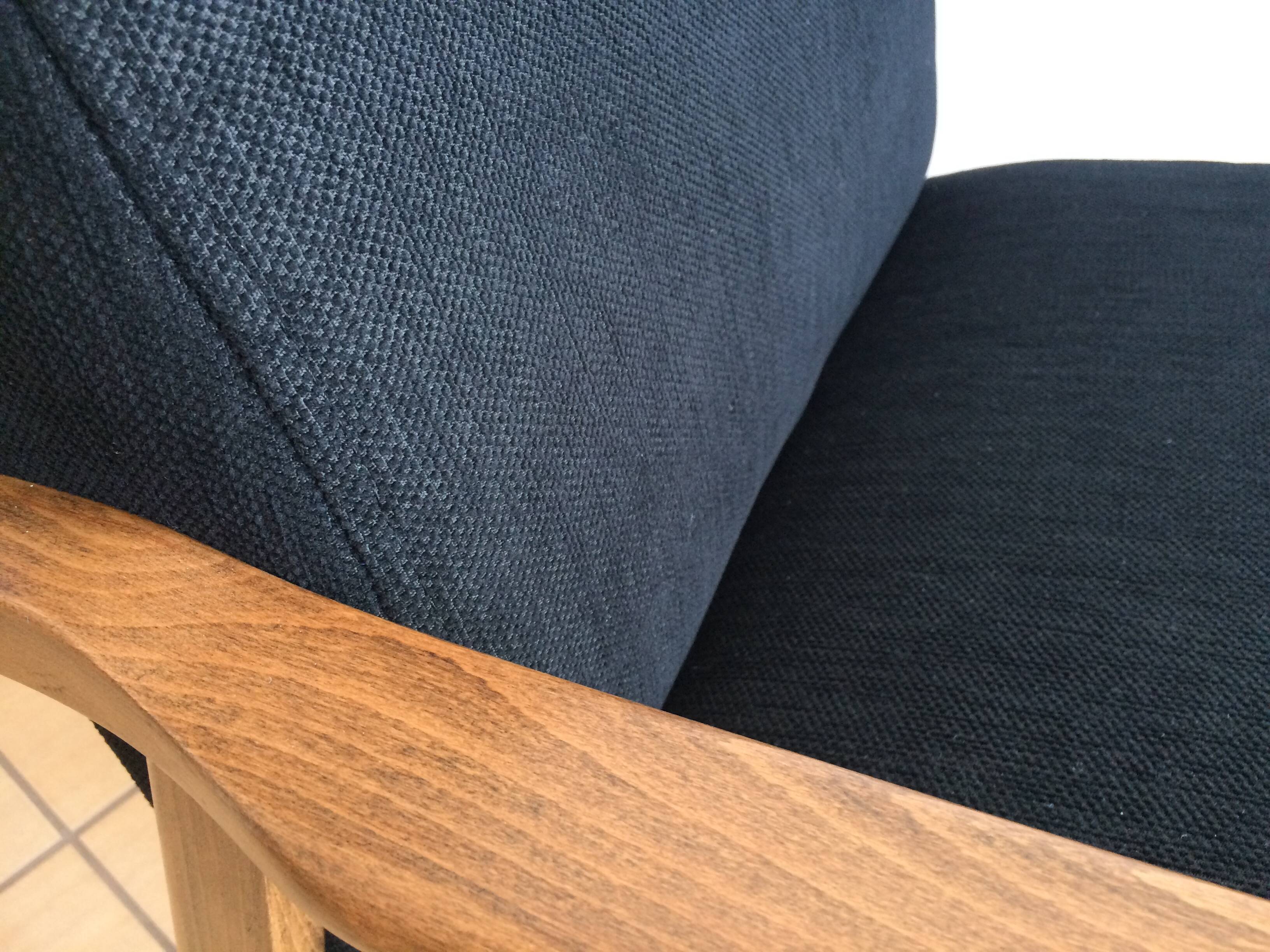 Vintage Mid Century Reupholstered Armchair in Black Fabric