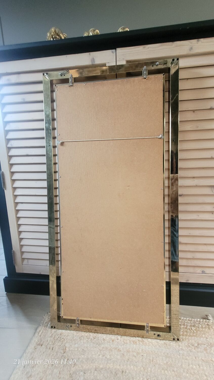 Large vintage design mirror in gold metal