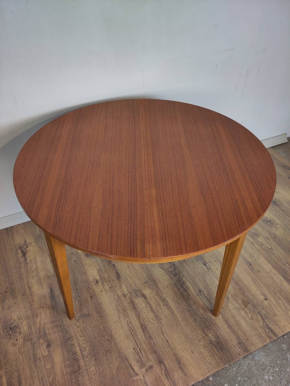 Round Scandinavian teak table