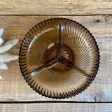 Plat en verre fumé vintage