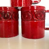 Set of 6 mugs in glazed earth Bitossi Italy 1960
