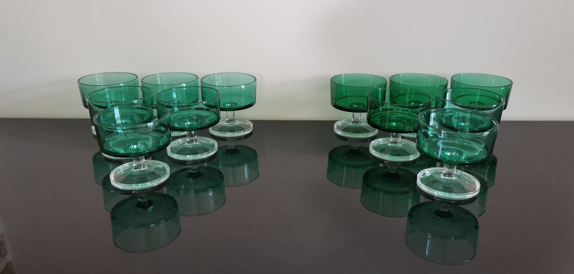 Set of 6 glasses of champagne Cavalier Luminarc vintage emerald green