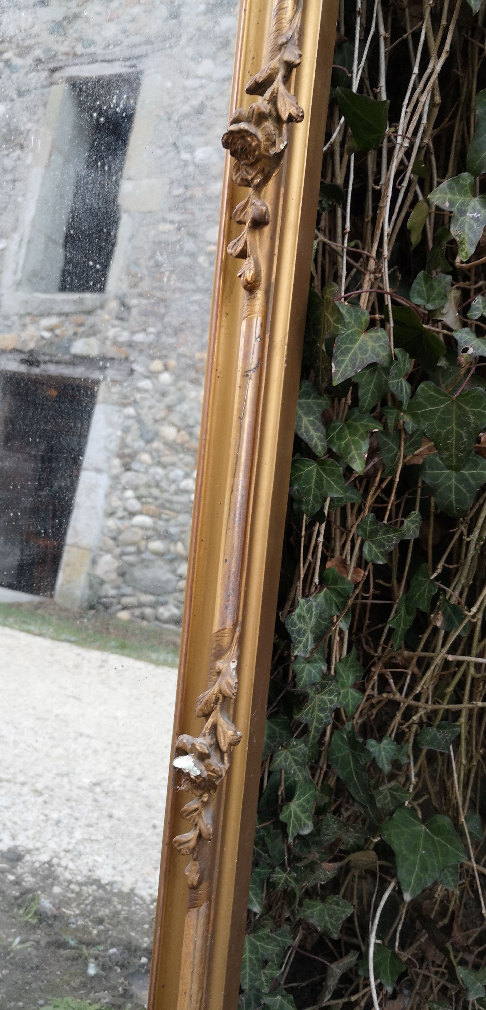 Large golden mirror style Rococo Louis XV 82x136cm