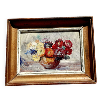 Small painting signed Claire Olivier Tiberghien