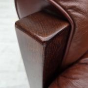 1970s, Scandinavian armchair, furniture leather, dark beech wood.