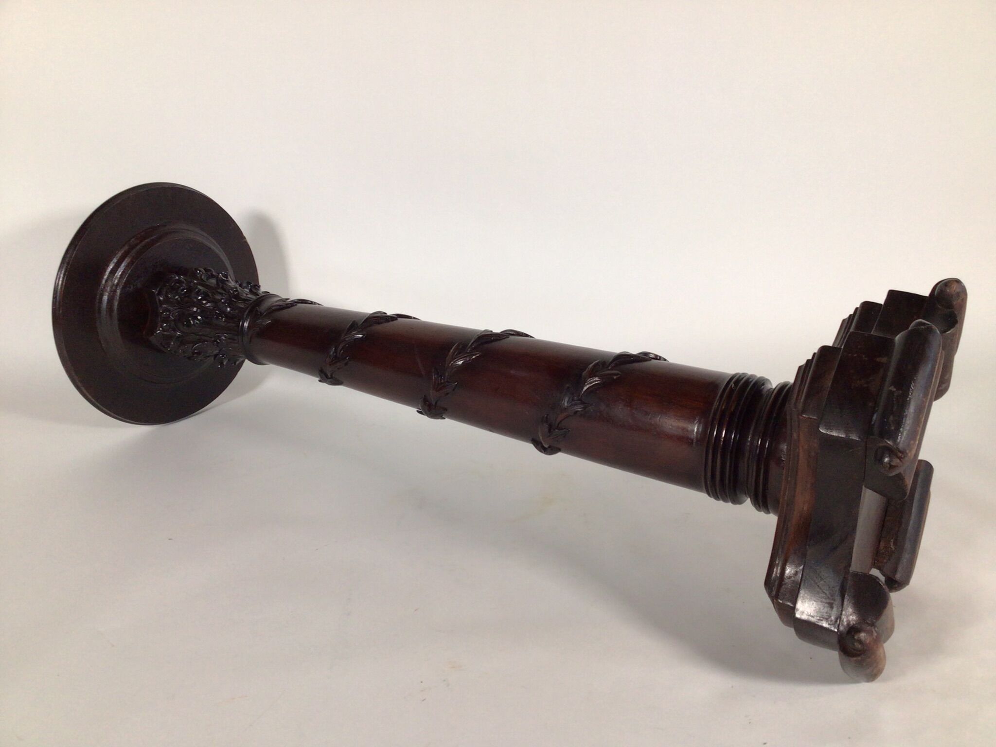 Oak carved plant stand