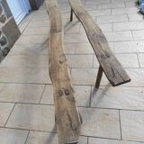 Old benches in raw wood