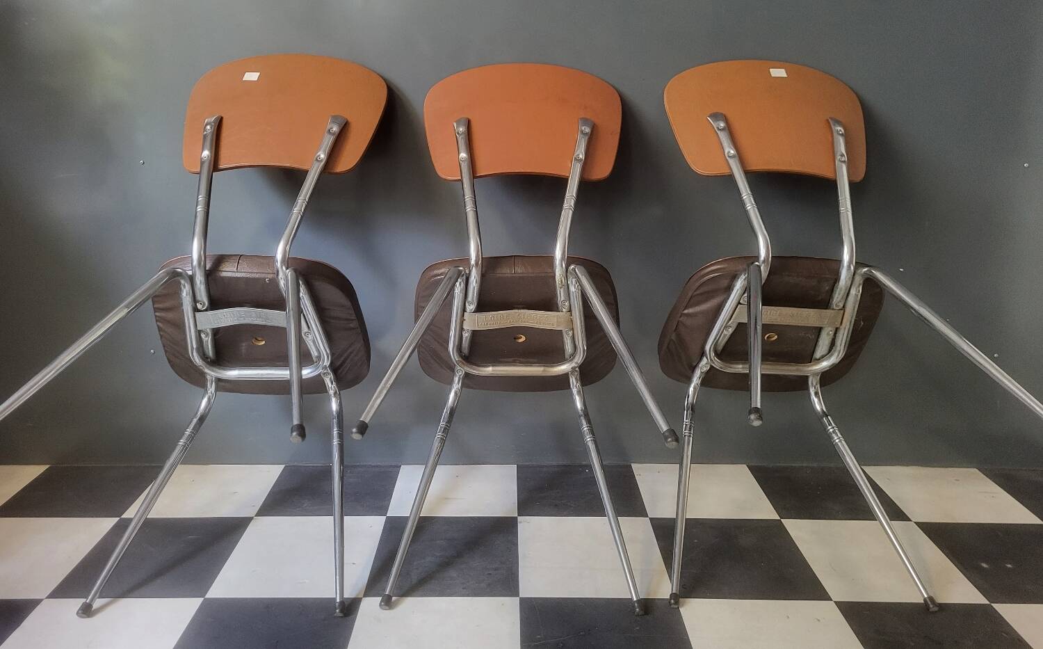 Bistro kitchen chairs in faux leather LOIRE SIEGES Vintage