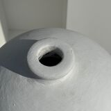 Handcrafted terracotta ball vase painted white H:24 D:26
