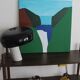 Canvas painting "Waterfall" signed
