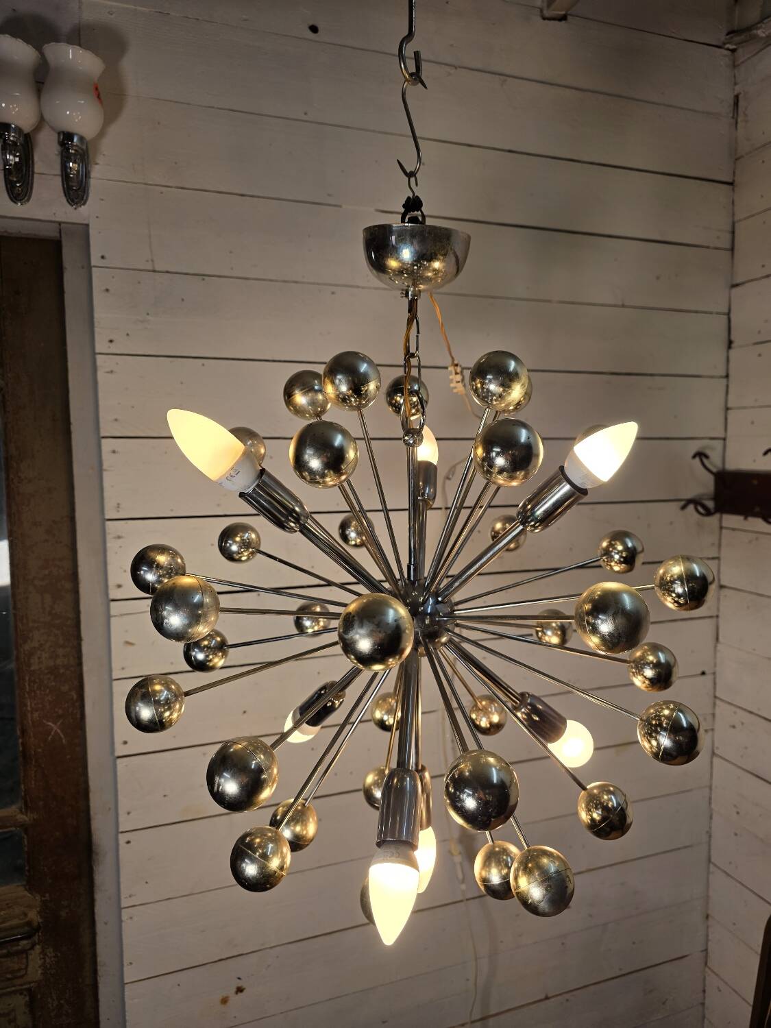 1970s chrome metal Sputnik chandelier