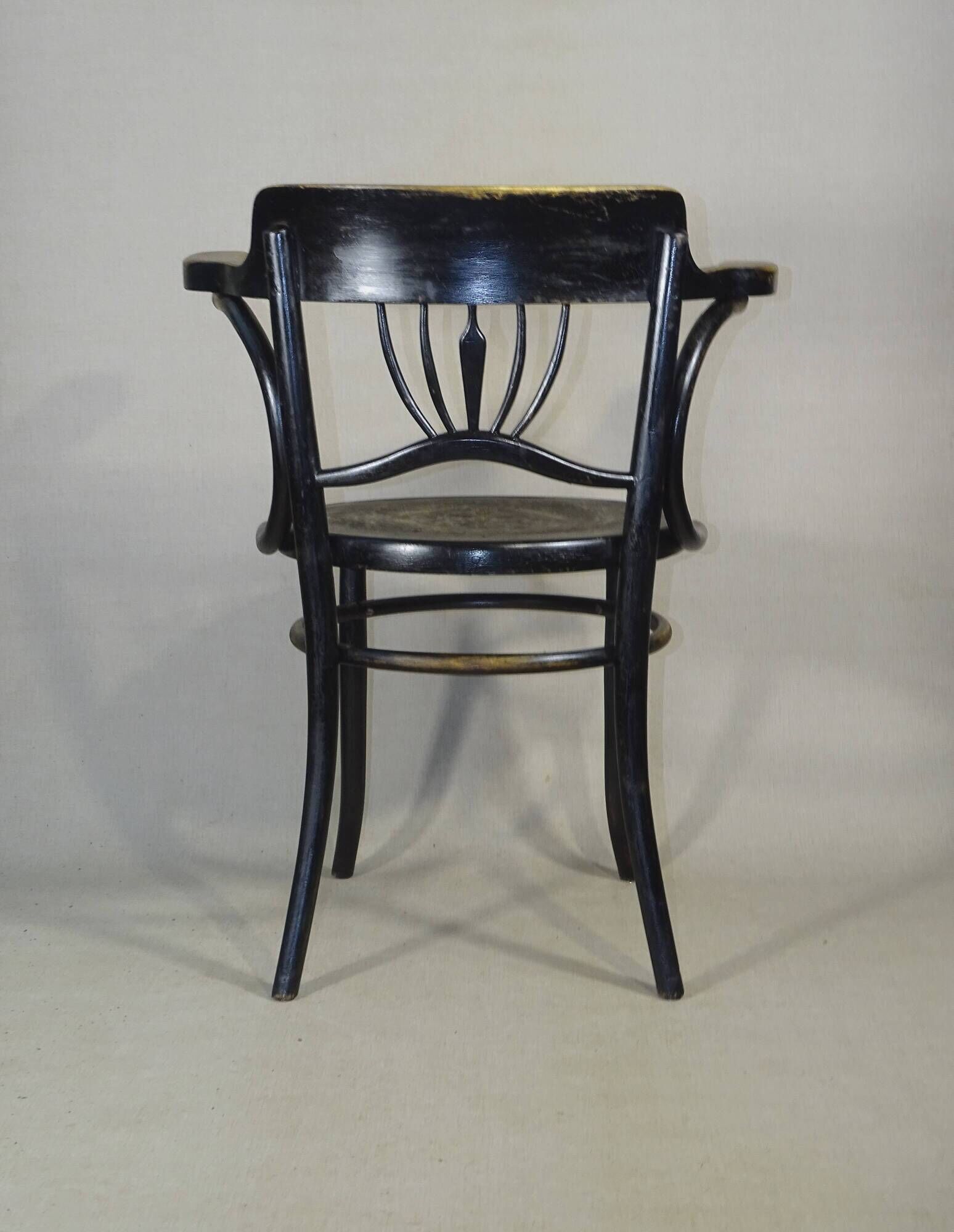 Office Armchair No. 6 E ZP by Fischel, 1910, Bistro type, wooden seat