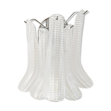 Clear striped “selle” murano glass wall sconce