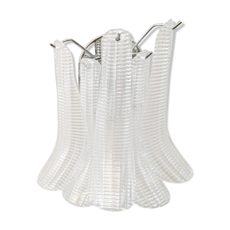 Clear striped “selle” murano glass wall sconce