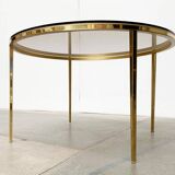 Mid-century Hollywood Regency style coffee table in brass and glass, made in Germany by Vereinigte Werkstätten, 1960s.