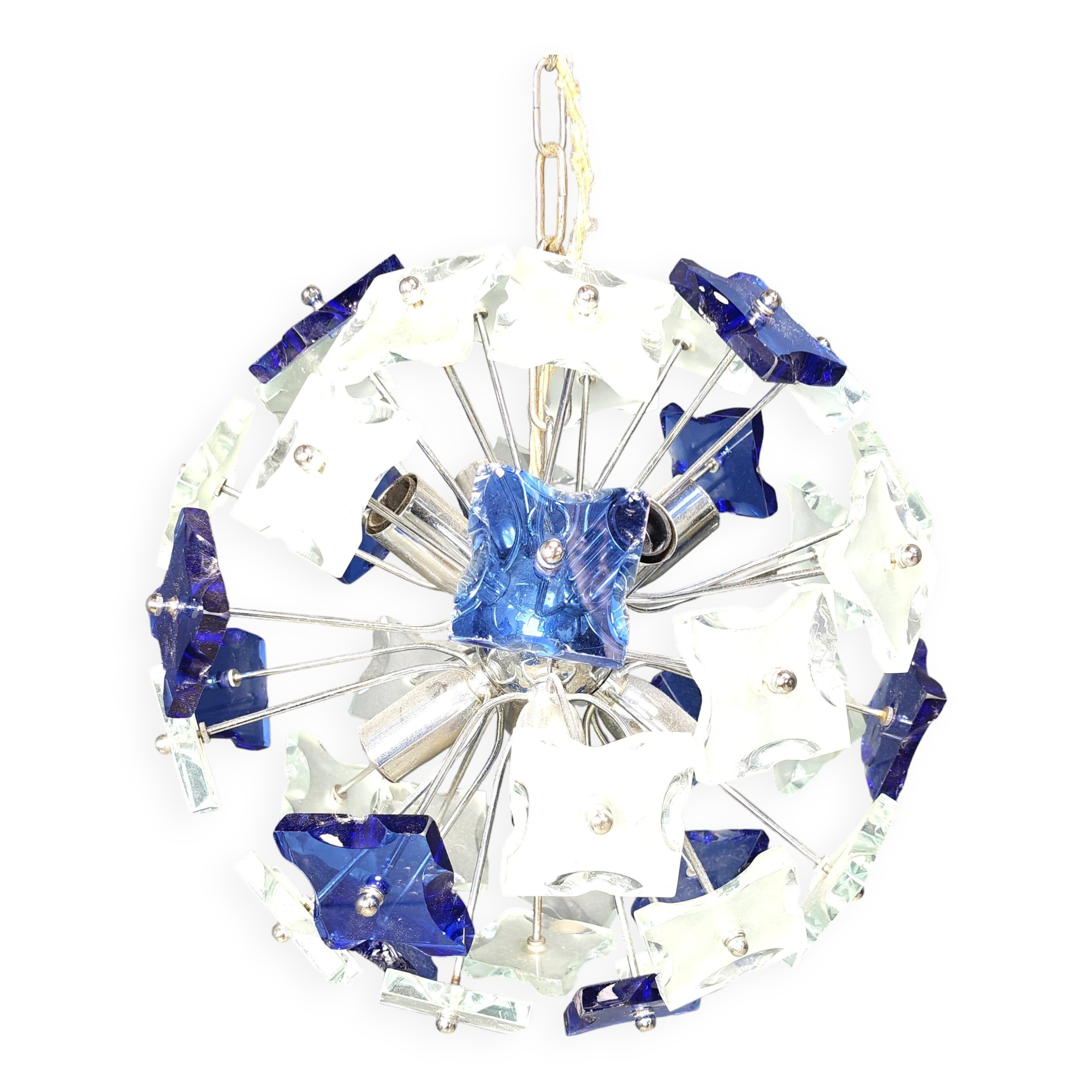 Hammered glass chandelier, 1970s