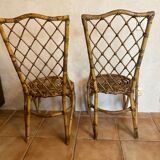 Pair of vintage rattan chairs Louis Sognot