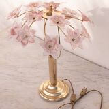 Amazing Murano Table Light Pink Flowers, 1980s