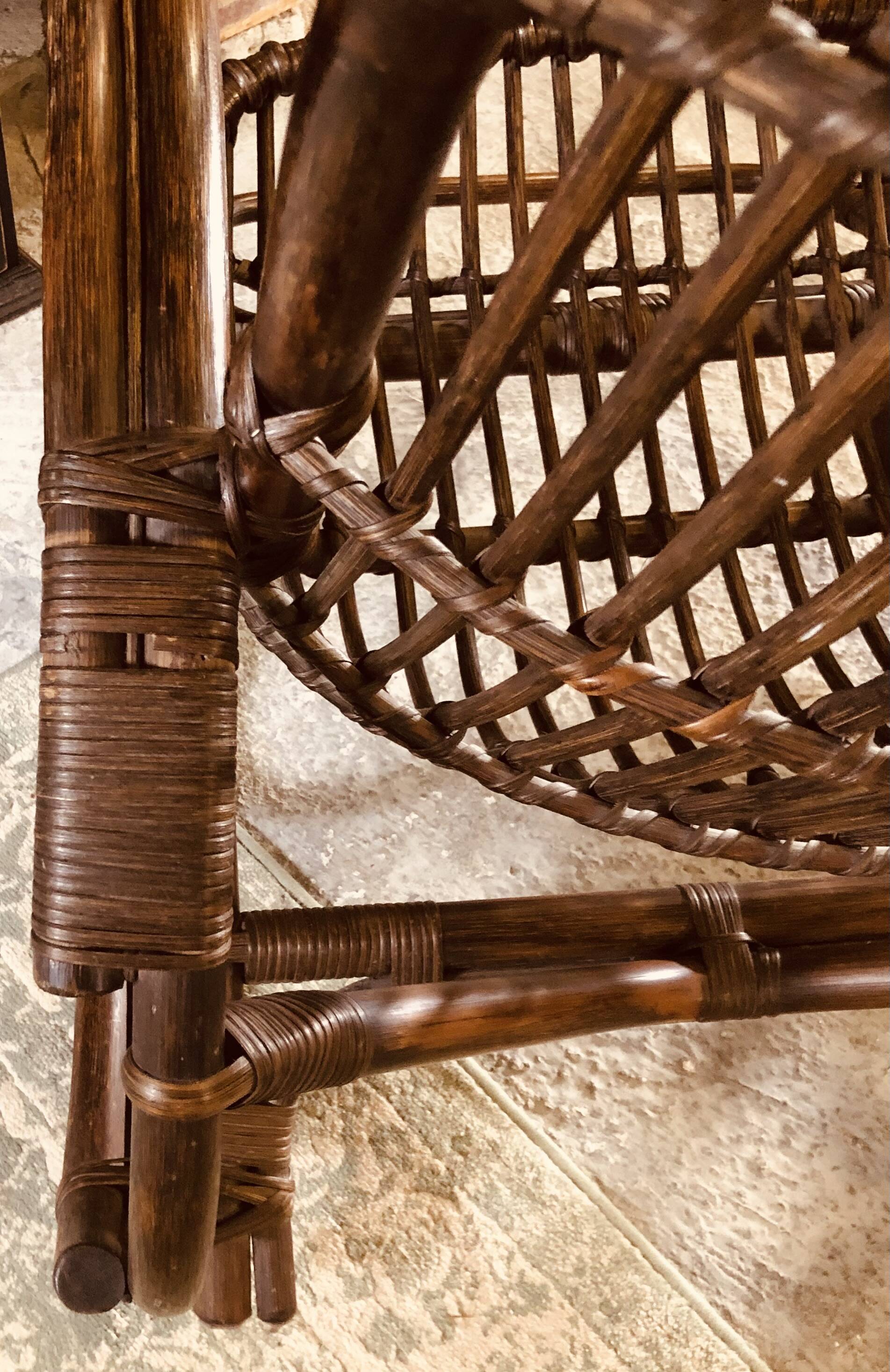 Chaise à bascule en rotin et bambou, chaise à bascule Manou