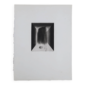 Minimalist abstract engraving in black and white by Terry Haass, 1960s.