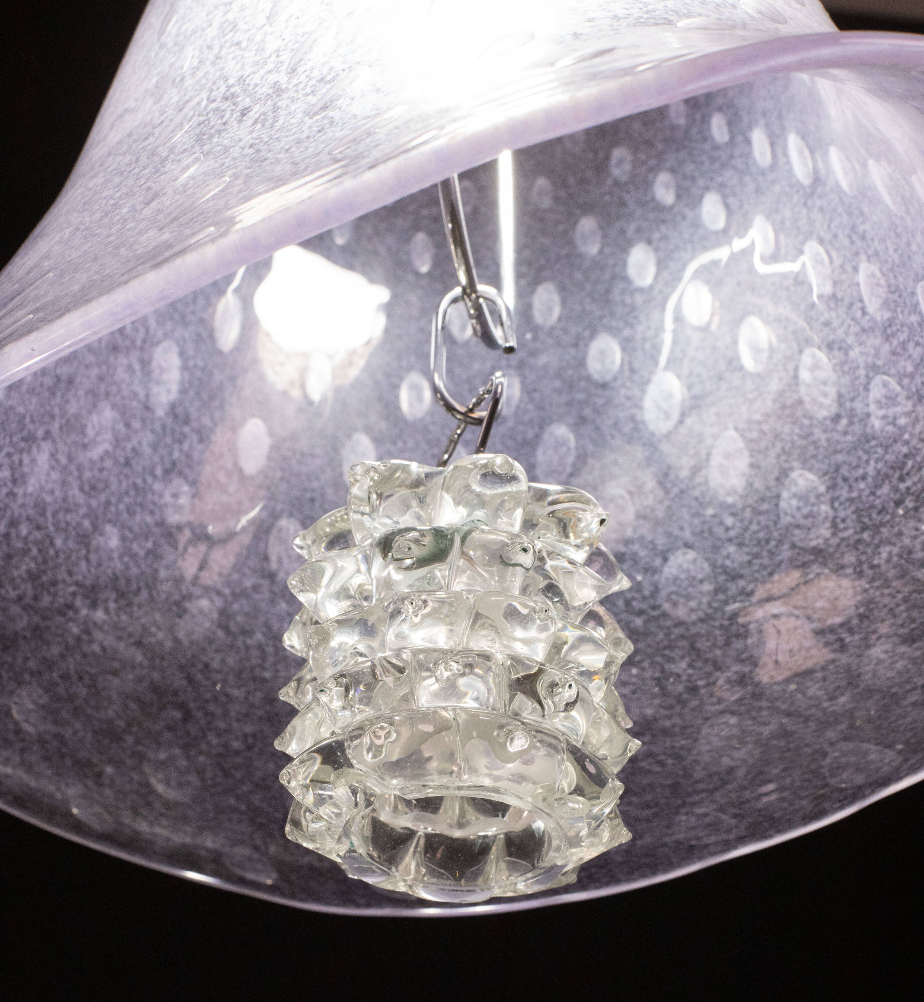 Elegant Barovier e Toso Lantern in Bubble Glass with a Rostrato glass element