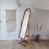 Rattan psyche mirror