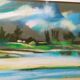 Landscape in framed pastel signed Burillon
