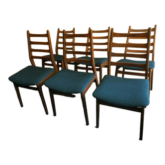 Ensemble de 6 chaises de salle à manger en teck danois du milieu du siècle, années 1960