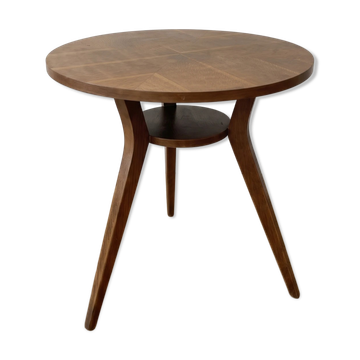 Table d'appoint tripode Art Déco en chêne marqueté