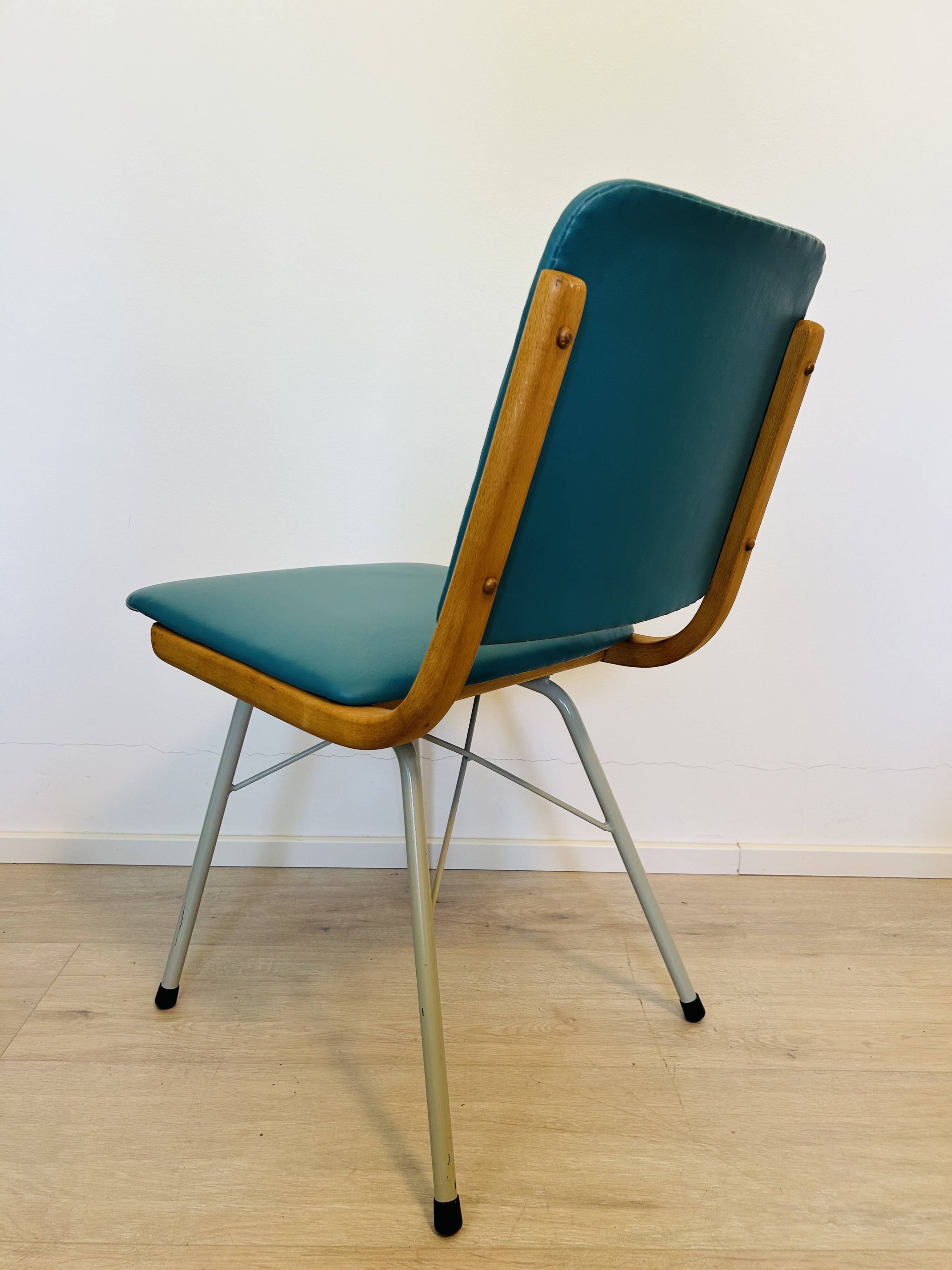 Vintage Turquoise Dining Chair by TON, from Czechoslovakia 1960’s