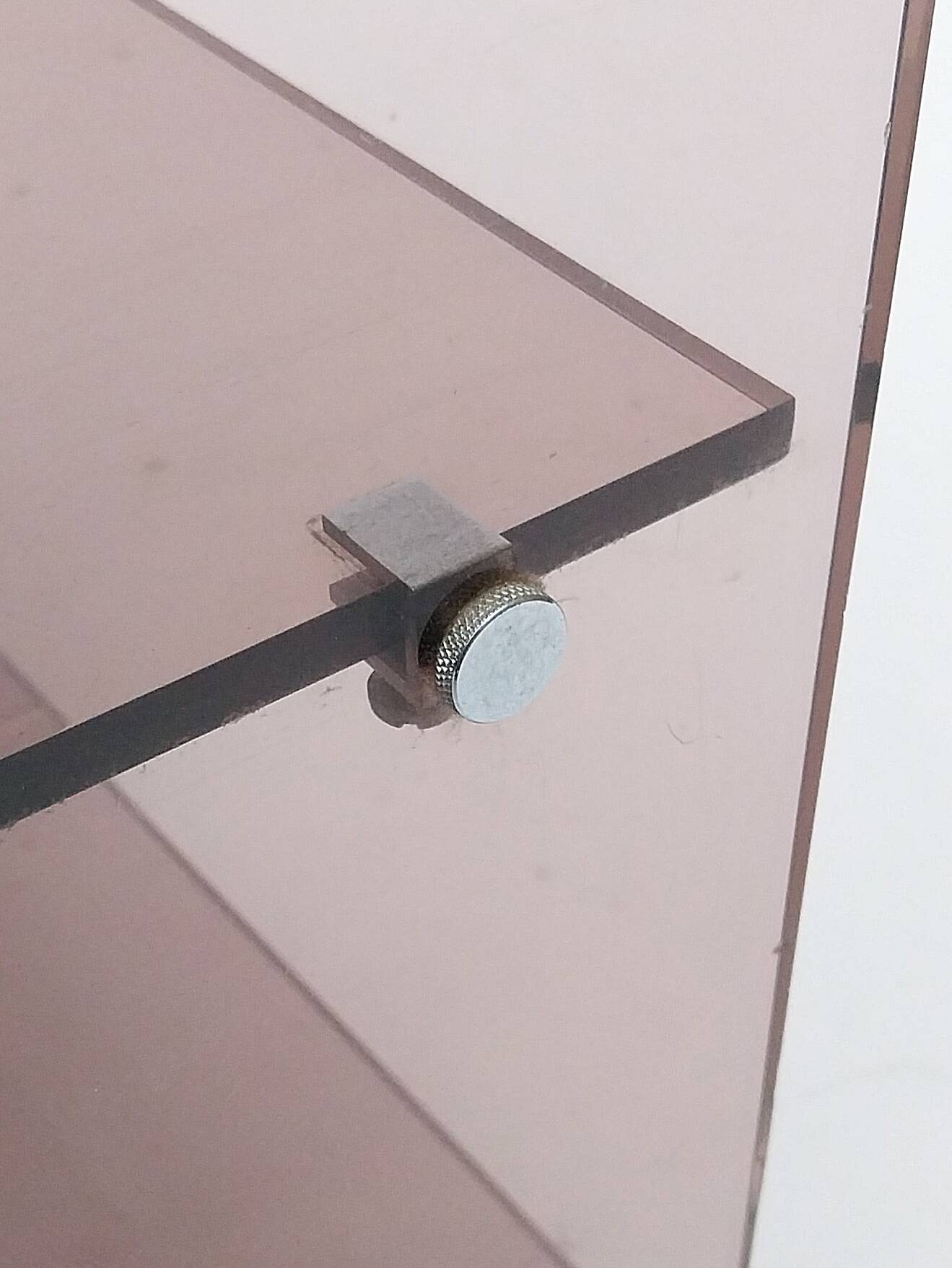 Michel Dumas smoked plexiglass rolling trolley for Roche Bobois 1970