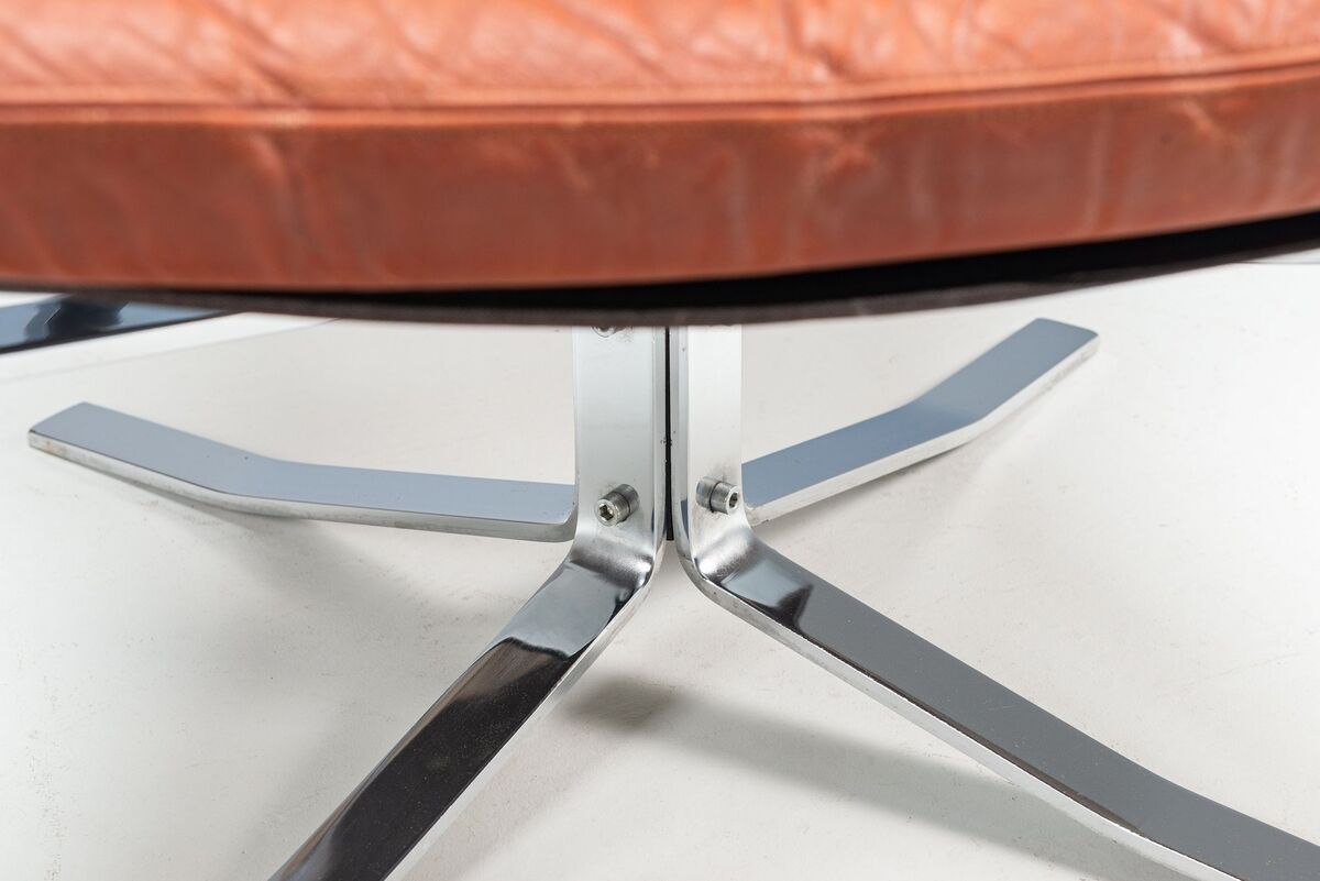 Sigurd Ressell Falcon lounge chair leather and metal Vatne Norway 1970
