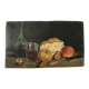 Natuere Morte (glass of wine, nuts, fruit, bread and knife)