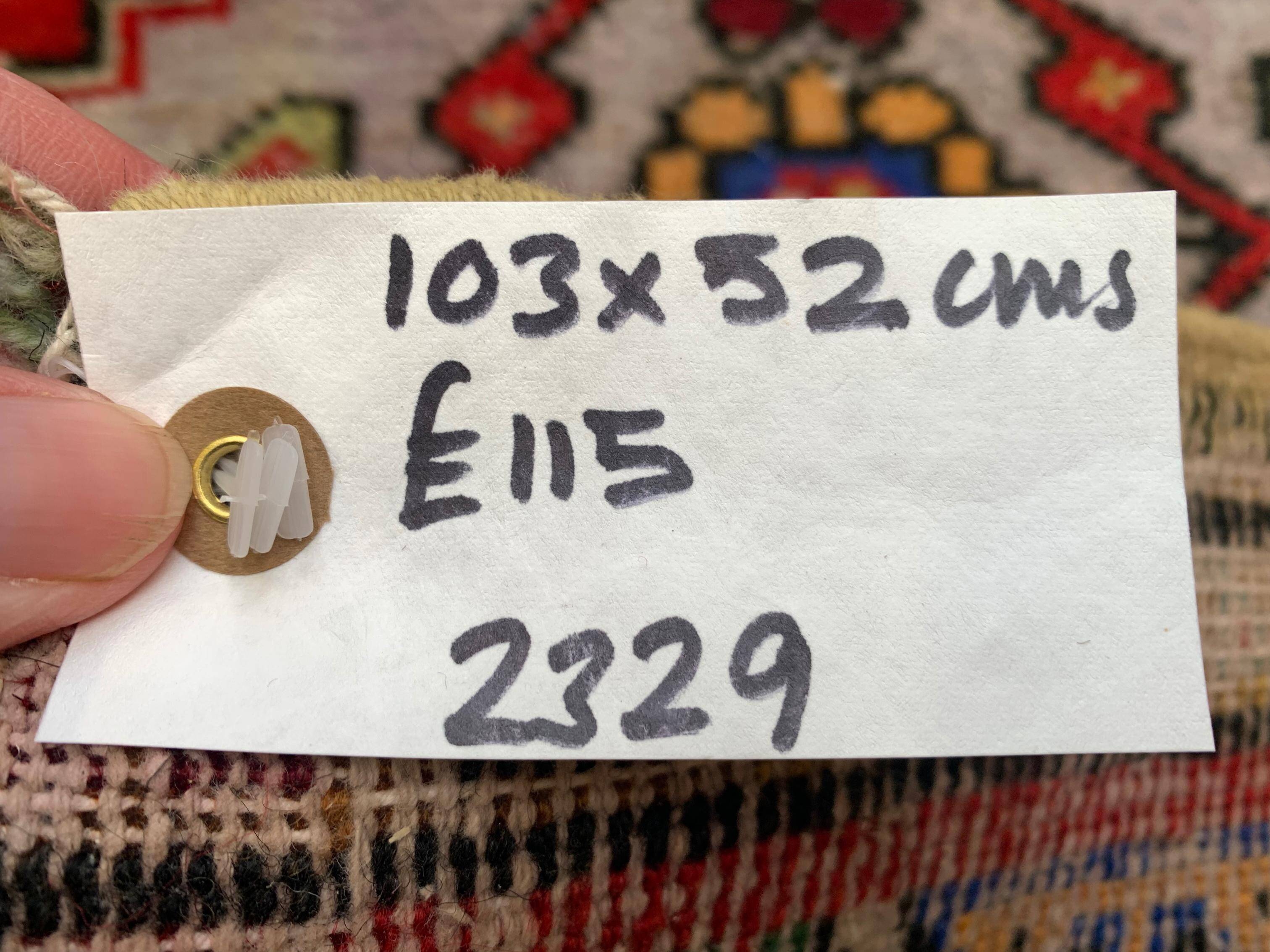 Small Vintage Turkish Rug 103x52 cm, Short Runner, Tribal, Shabby, Mini Carpet