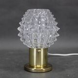 Pair of 1970s mid-century Czech table lamps with prismatic glass shades