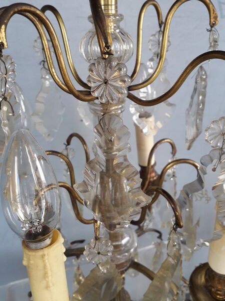 Candelabra bronze and crystal XIXem