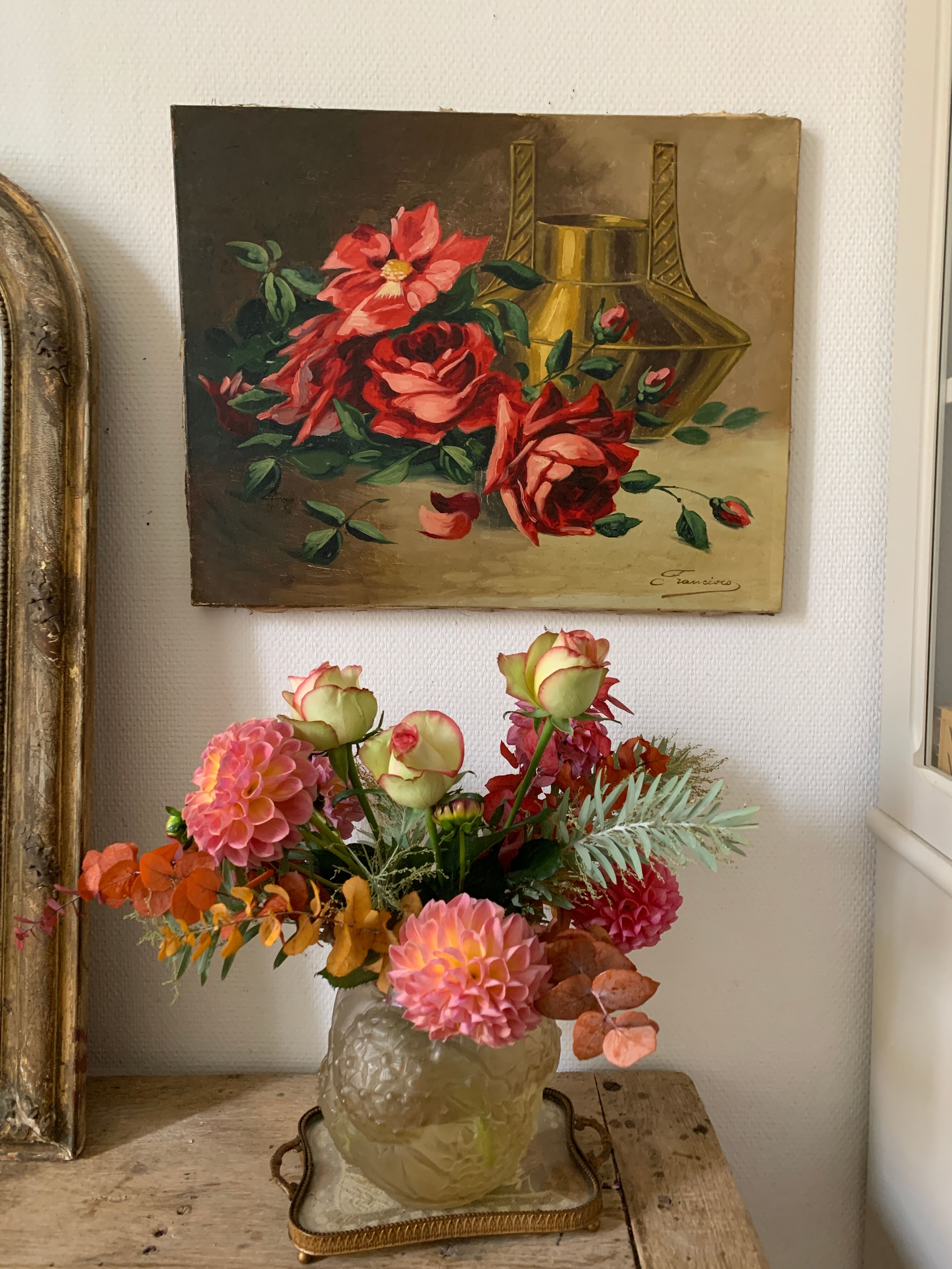 Ancienne peinture de roses