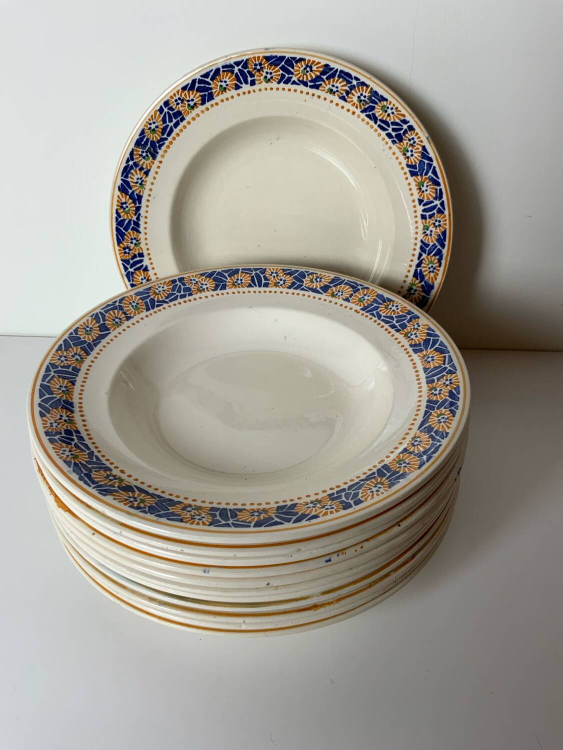 12 Longwy soup plates