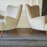 Set of 4 chairs organic wingback chairs of the 50s/60s vintage