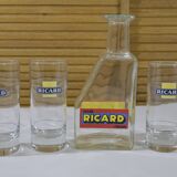 Carafe Ricard asymétrique et 3 verres tubes