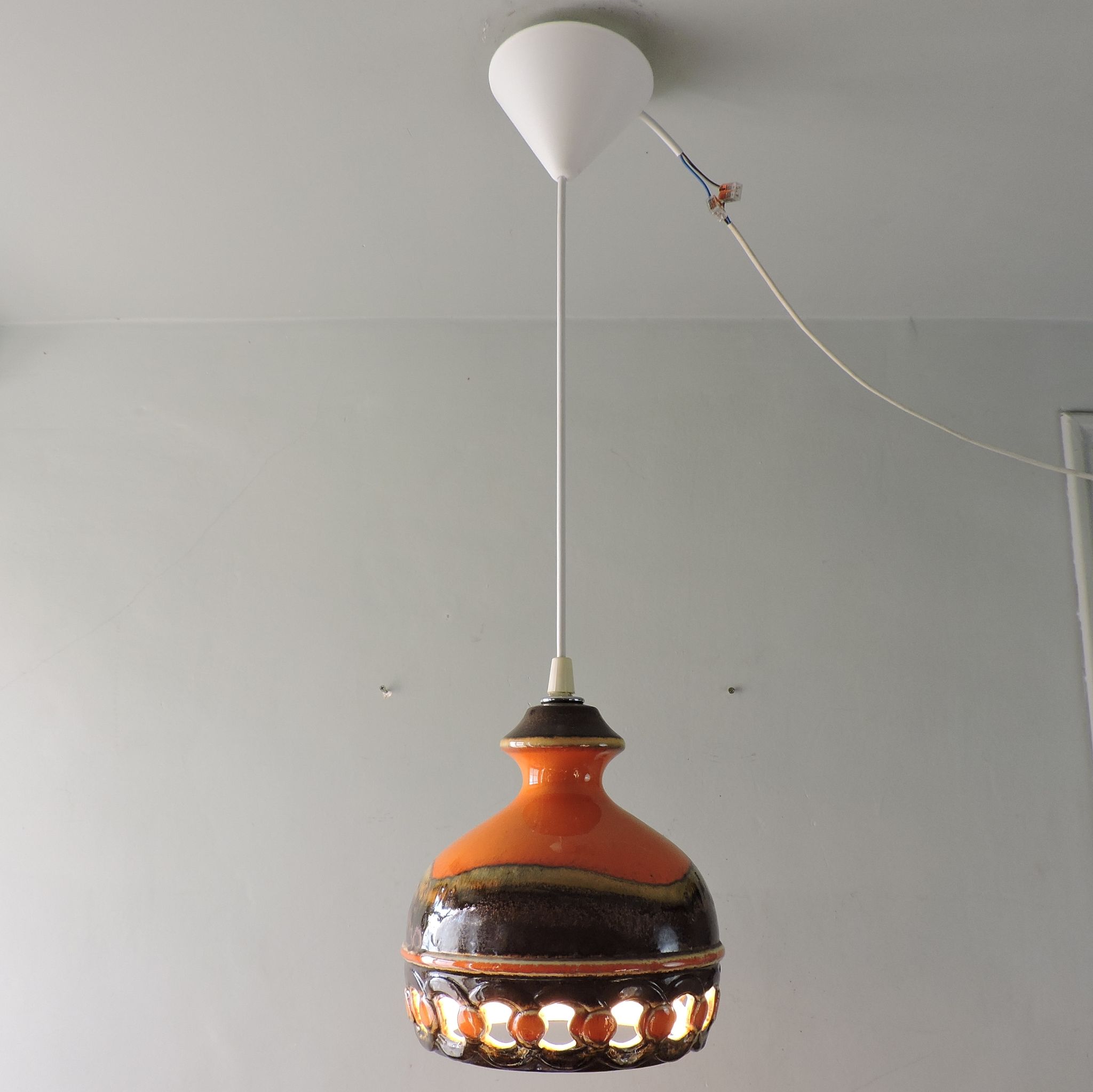 Vintage ceramic pendant lamp Fat Lava Germany 60s