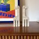 Modern set of 2 travertine giraffe bookends, F.lli Mannelli, Italy 1970