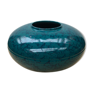Ancien vase st clément ref 9058 céramique bleu vert made in france vintage