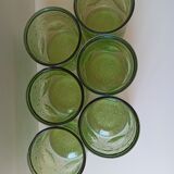 6 green bubbled glasses