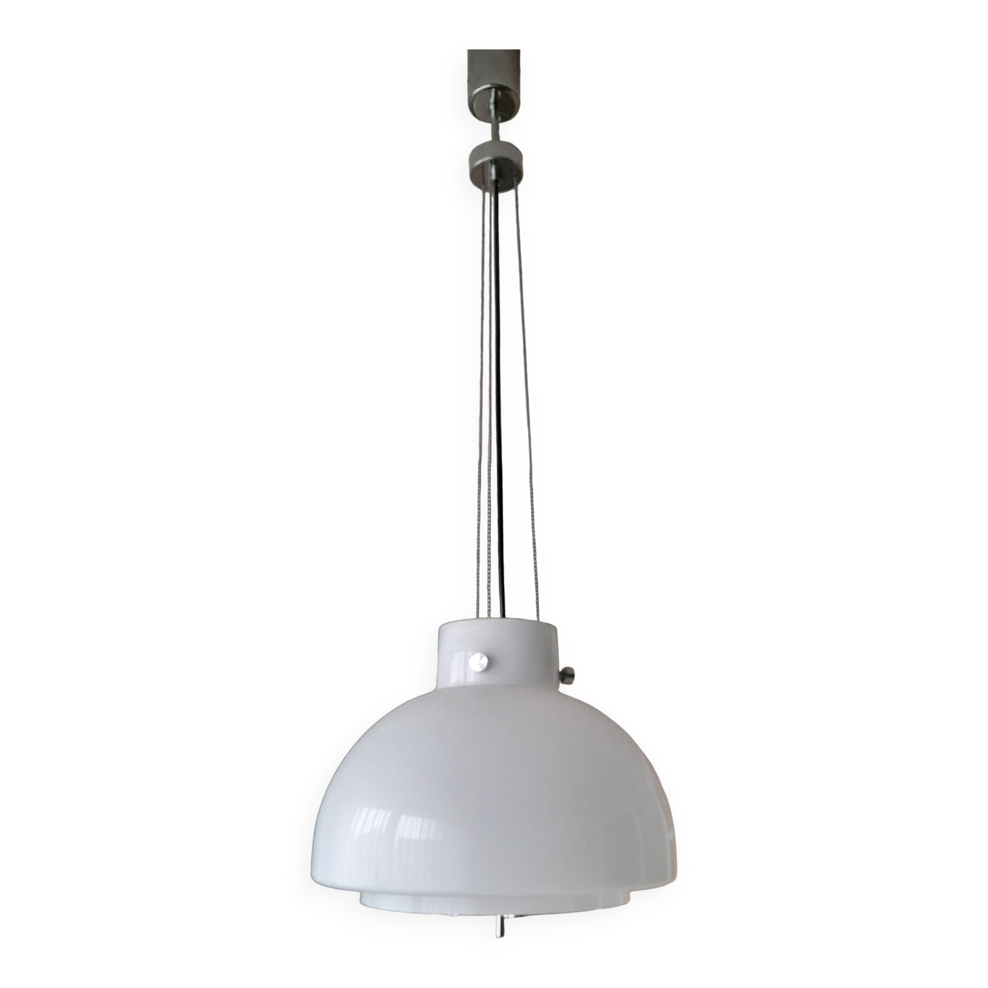 Mouth-blown 70's opaline pendant light from Limburg (Germany)