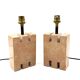 Hollywood regency pink marble set of 2 table lamps, France 1970s