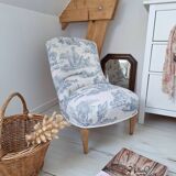 Blue toile de Jouy toad armchair