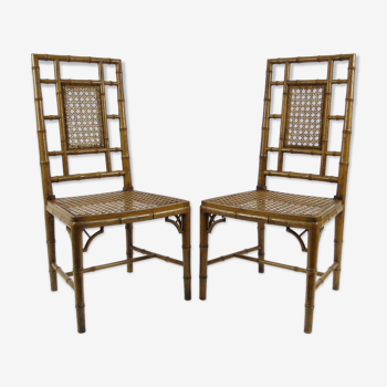 Pair of faux bamboo dining chairs, 1970s