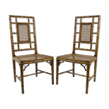 Pair of faux bamboo dining chairs, 1970s