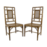 Paire de chaises de salle à manger en faux bambou, années 1970